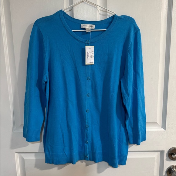 Christopher & Banks Long Sleeve Button Up Blue Cardigan Size Large New With Tags - Picture 2 of 8